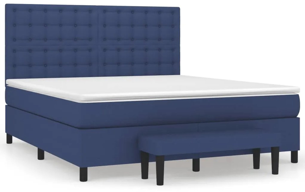 vidaXL Κρεβάτι Boxspring με Στρώμα Μπλε 160x200 εκ. Υφασμάτινο