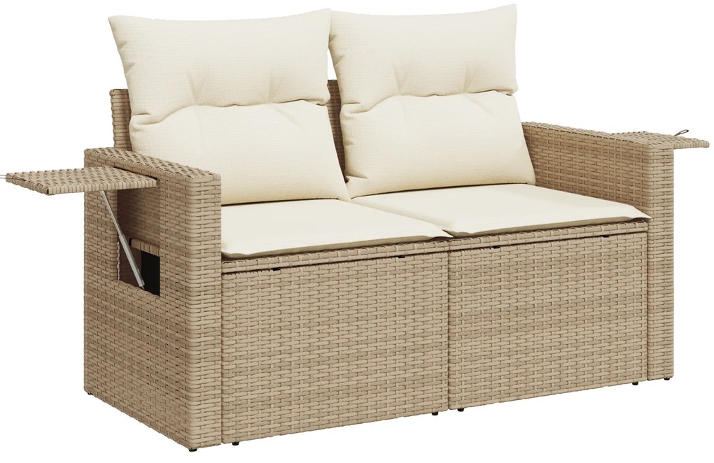 vidaXL 13 Piece Garden Sofa Set with Cushions Beige Poly Rattan Acacia