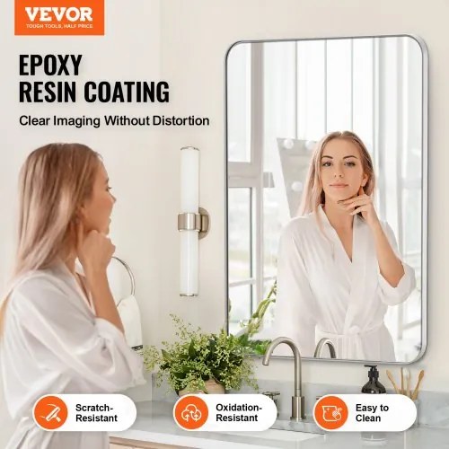 VEVOR Square Wall Mounted Mirror 22&quot; x 30&quot; Mirror with Aluminium Alloy Frame