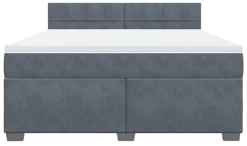 vidaXL Κρεβάτι Boxspring με Στρώμα Σκούρο Γκρι 180x200 εκ. Βελούδινο
