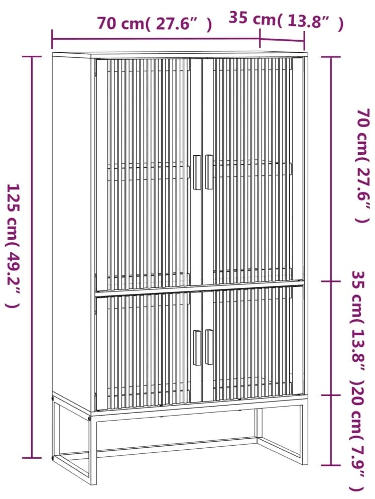 vidaXL Ντουλάπι Μαύρο 70 x 35 x 125 εκ. από Επεξεργασμένο Ξύλο