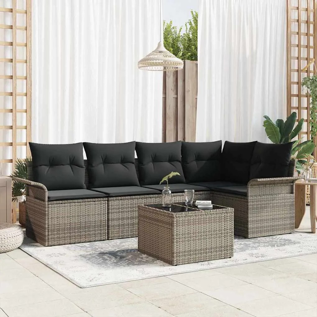vidaXL Σετ Καναπέ Κήπου 6 pcs 242.5 x 132.5 x 85 εκ. Πολυ ράταν