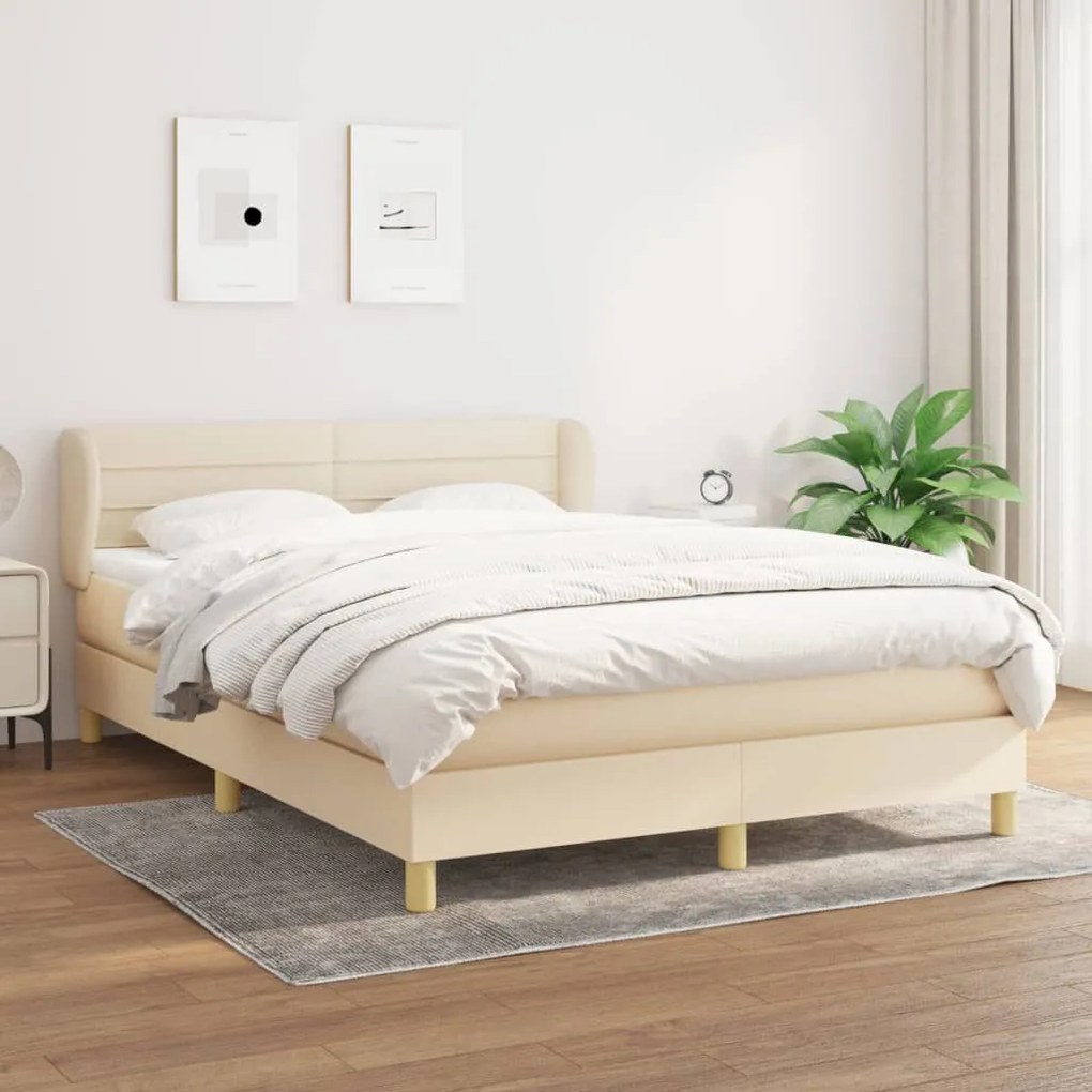 ΚΡΕΒΑΤΙ BOXSPRING ΜΕ ΣΤΡΩΜΑ ΚΡΕΜ 140X200 ΕΚ. ΥΦΑΣΜΑΤΙΝΟ 3126890