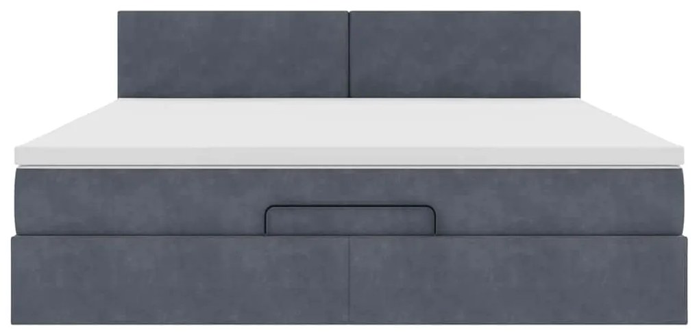 vidaXL Οθωμανικό κρεβάτι με στρώμα & LEDs Σκούρο γκρι 180x200cm Velvet