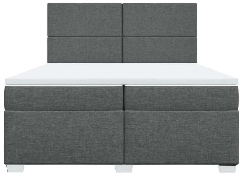 Κρεβάτι Boxspring με Στρώμα Σκούρο Γκρι 200x200 εκ. Υφασμάτινο - Γκρι