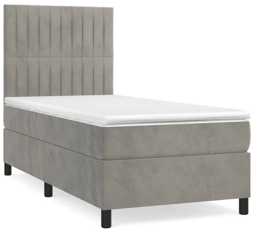 ΚΡΕΒΑΤΙ BOXSPRING ΜΕ ΣΤΡΩΜΑ ΑΝΟΙΧΤΟ ΓΚΡΙ 80X200 ΕΚ. ΒΕΛΟΥΔΙΝΟ 3143109