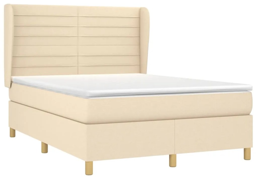 ΚΡΕΒΑΤΙ BOXSPRING ΜΕ ΣΤΡΩΜΑ ΚΡΕΜ 140X200 ΕΚ. ΥΦΑΣΜΑΤΙΝΟ 3128610