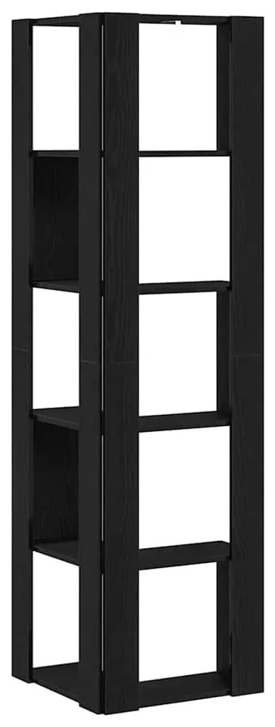 vidaXL Γωνιακή Βιβλιοθήκη Μαύρη δρυς 50 x 50 x 179 εκ.