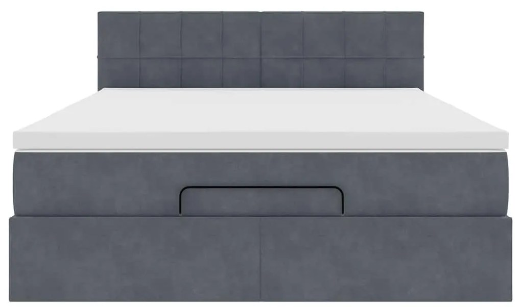 vidaXL Οθωμανικό κρεβάτι με στρώμα σκούρο γκρι 140x200cm Βελούδο