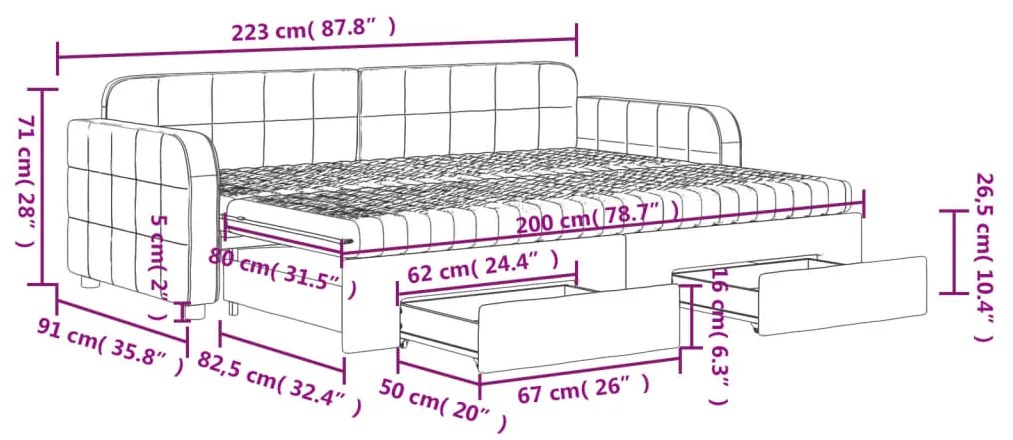 Καναπές Κρεβάτι Συρόμενος Μαύρος 80x200 εκ. Βελούδινος Συρτάρια - Μαύρο