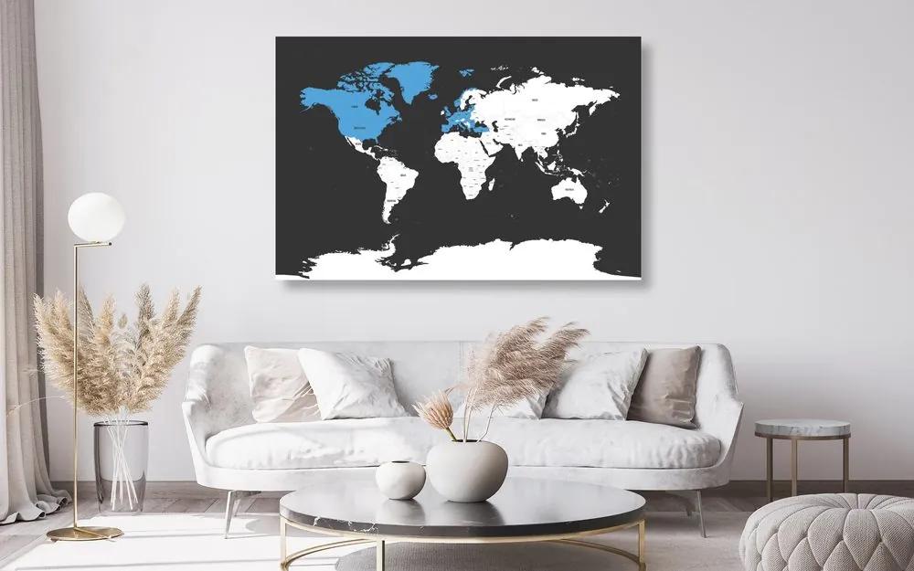 Εικόνα σε σύγχρονο χάρτη από φελλό με μπλε αντίθεση - 120x80  wooden