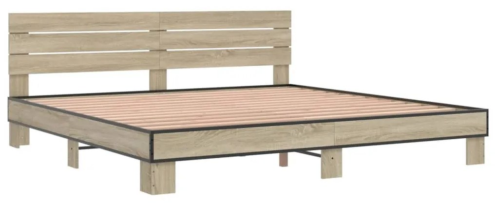 vidaXL Πλαίσιο Κρεβατιού Sonoma Δρυς 200x200 εκ. Επεξ. Ξύλο &amp; Μέταλλο