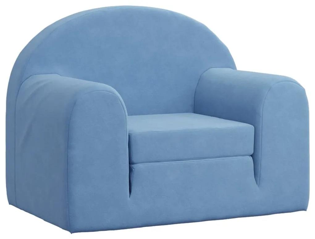 Καναπές/Κρεβάτι Παιδικός Μπλε από Μαλακό Βελουτέ Ύφασμα - Μπλε