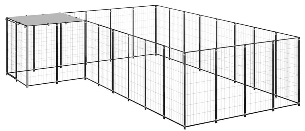 vidaXL Σπιτάκι Σκύλου Μαύρο 10,89 μ² Ατσάλινο