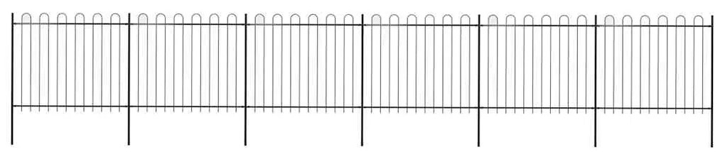 vidaXL Φράχτης Κήπου με Κορυφή από Ατσάλι 1070x150 εκ. Μαύρος
