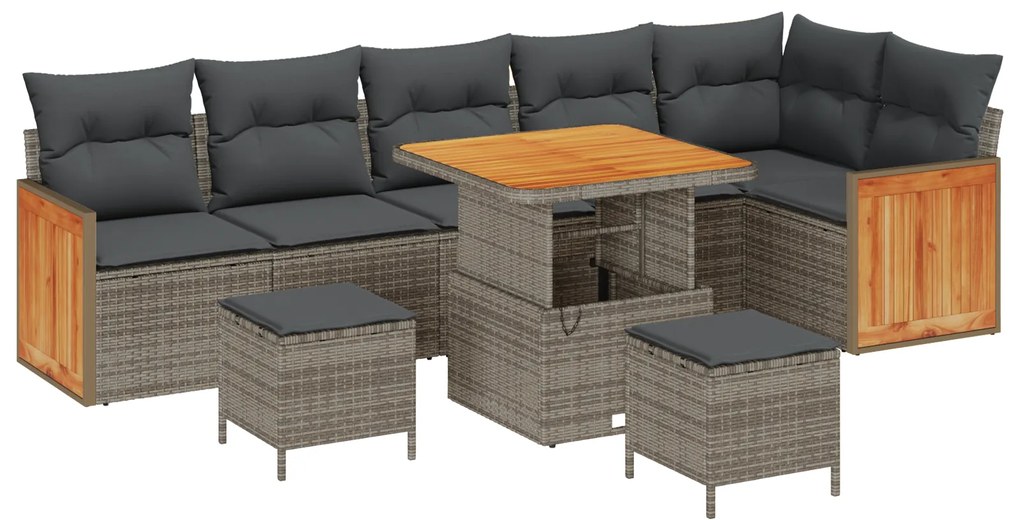vidaXL Σετ Καναπέ Κήπου με μαξιλάρι 9 pcs Γκρι 80 x 80 x 71 cm