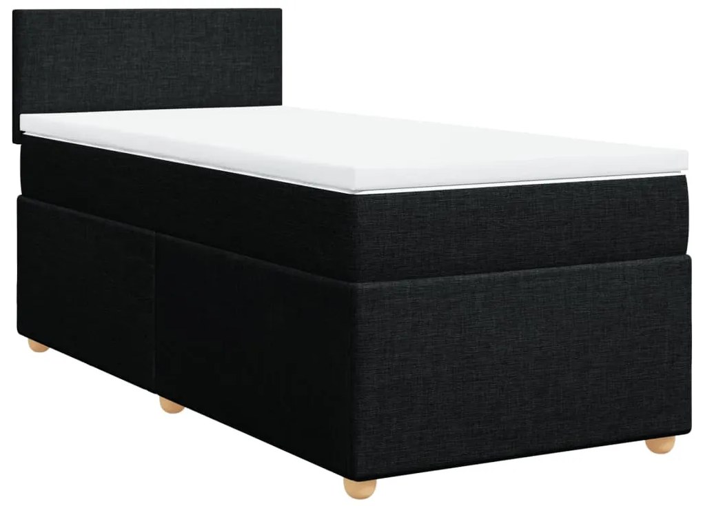 vidaXL Κρεβάτι Boxspring με Στρώμα Μαύρο 100 x 200 εκ. Υφασμάτινο