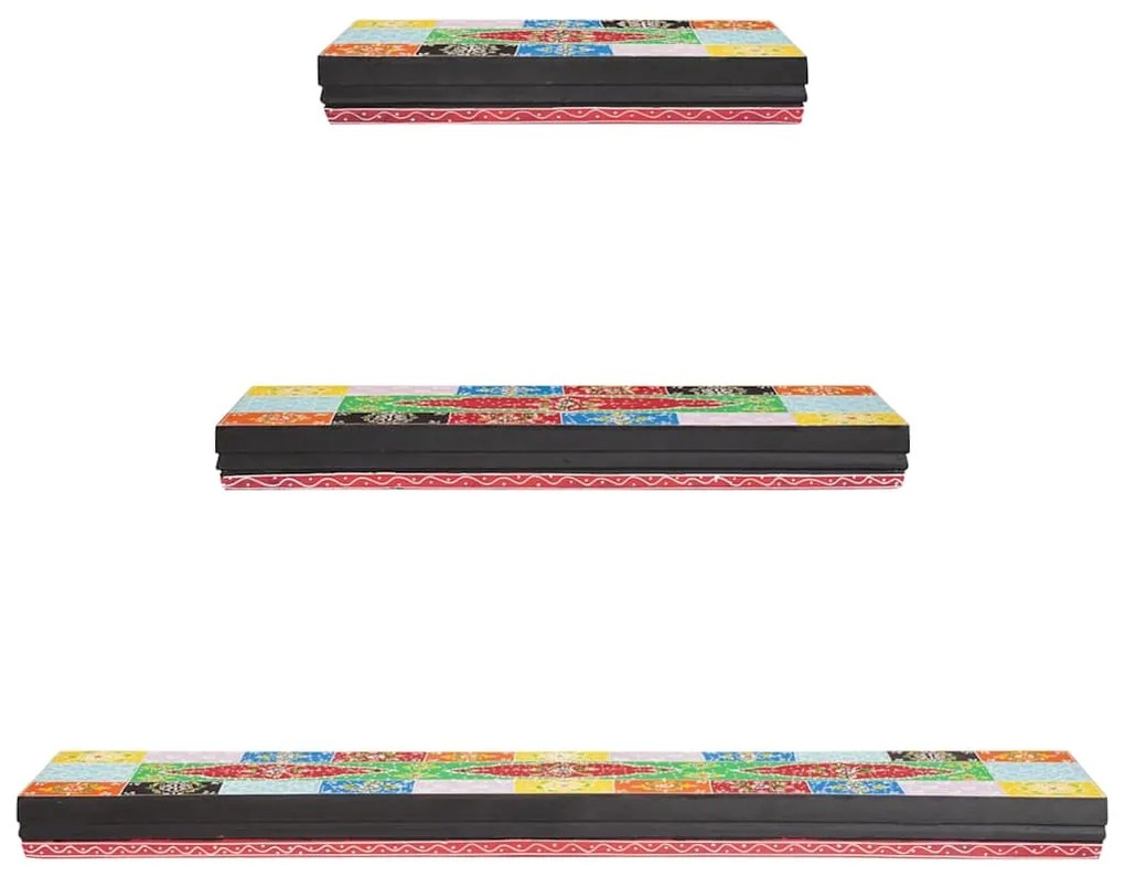 vidaXL Ράφια τοίχου 3 pcs Πολύχρωμο 100 x 20 x 6 cm Μασίφ ξύλο μάνγκο