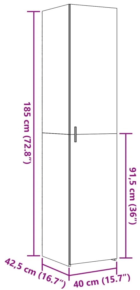 Ντουλάπι Λευκό 40x42,5x185 εκ. από Επεξεργασμένο Ξύλο - Λευκό