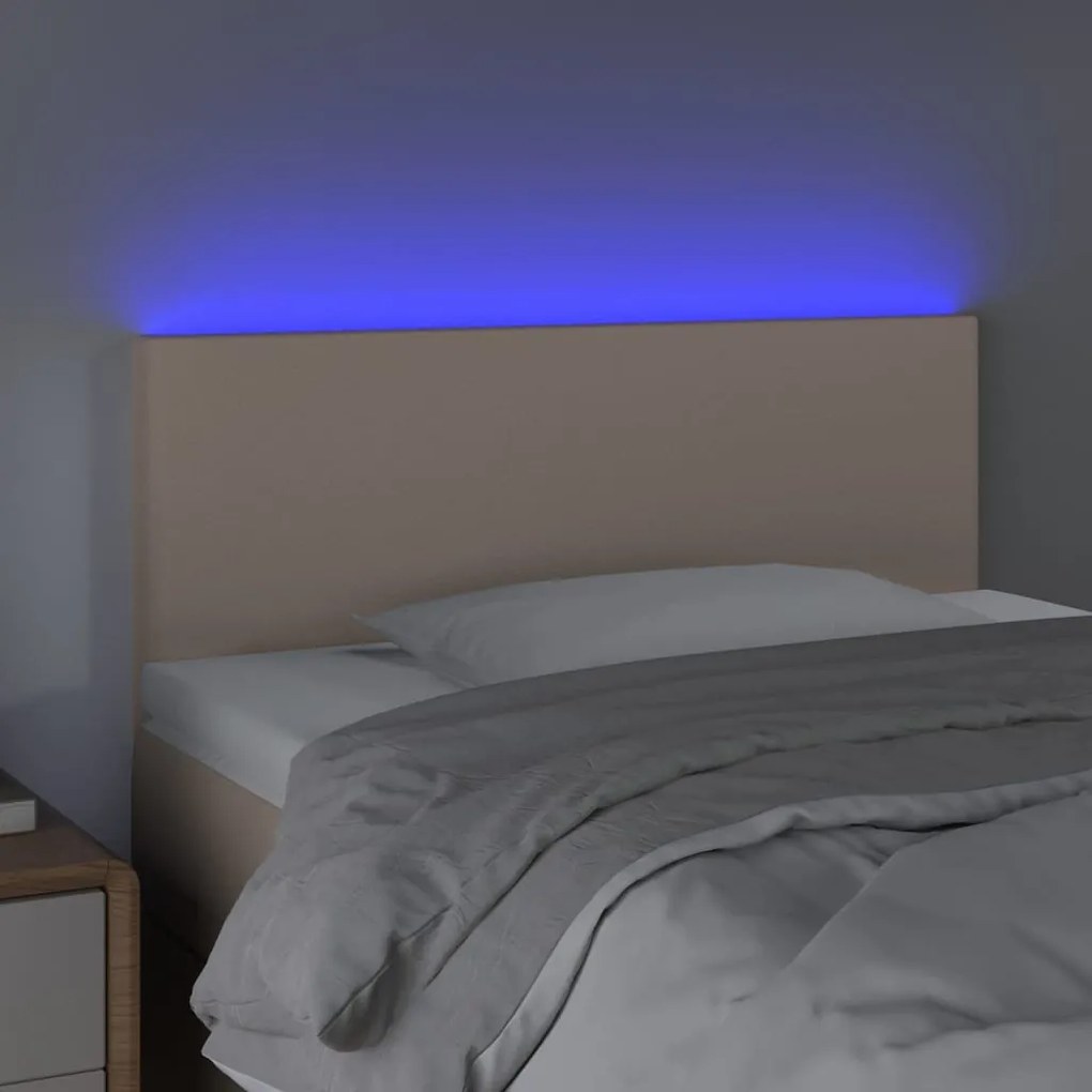 Κεφαλάρι Κρεβατιού LED Καπουτσίνο 100x5x78/88 εκ. Συνθετ. Δέρμα 3121421