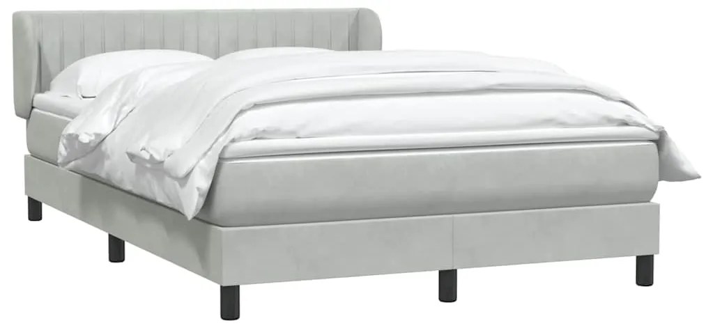 vidaXL Κρεβάτι Boxspring με Στρώμα Ανοιχτό Γκρι 160x210 εκ. Βελούδινο