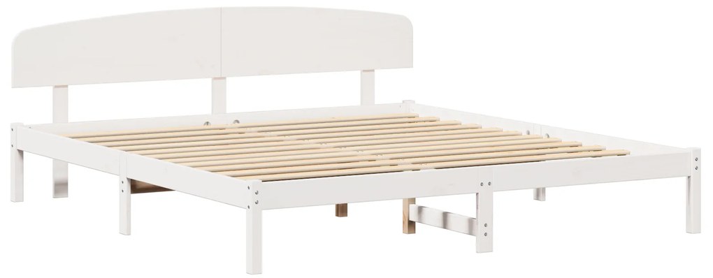vidaXL Κρεβάτι με Κεφαλάρι Λευκό 180x200 εκ. Μασίφ Ξύλο Πεύκου