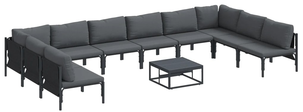 vidaXL Σετ Καναπέ Κήπου 11 pcs Ανθρακί Ατσάλι
