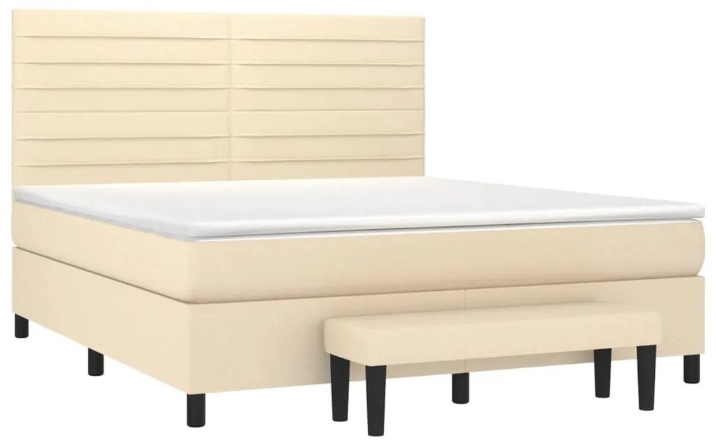 ΚΡΕΒΑΤΙ BOXSPRING ΜΕ ΣΤΡΩΜΑ ΚΡΕΜ 180X200 ΕΚ. ΥΦΑΣΜΑΤΙΝΟ 3136698