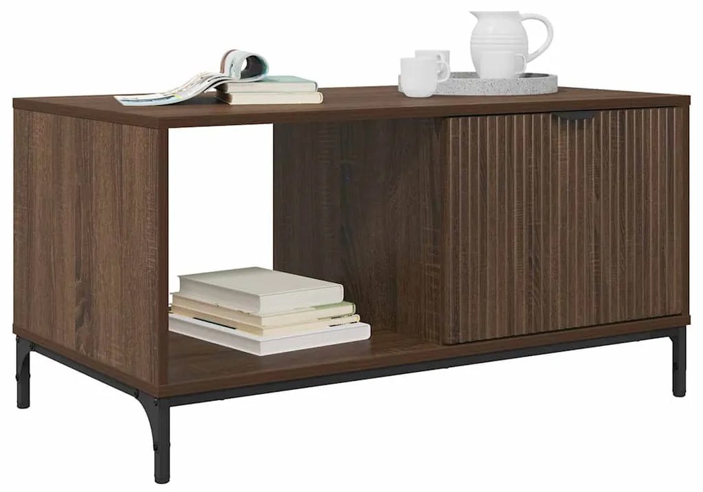 vidaXL Τραπεζάκι σαλονιού με συρτάρι Καφέ δρυς 90 x 49 x 46 εκ.