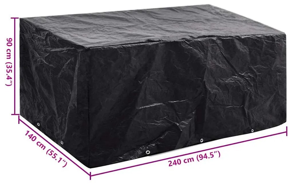vidaXL Κάλυμμα Επίπλων Κήπου με 8 Κρίκους 240 x 140 x 90 εκ.
