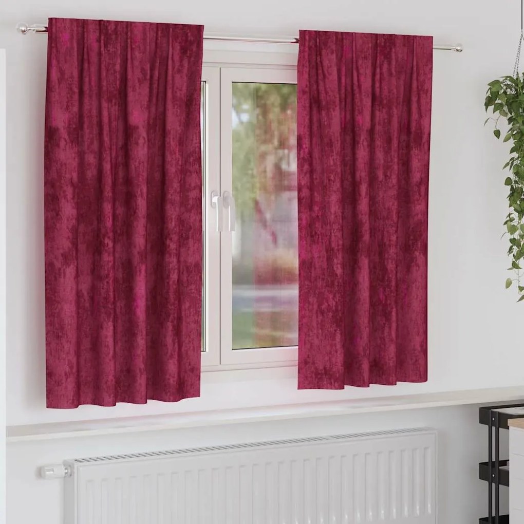 vidaXL Κουρτίνα με κουρτίνες 2 pcs Μπορντό 175 x 140 εκ. Βελούδο