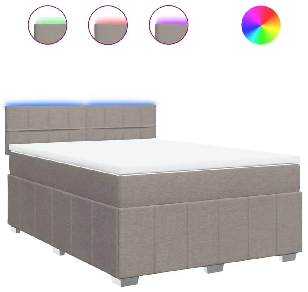 Κρεβάτι Boxspring με Στρώμα Taupe 140x200 εκ. Υφασμάτινο - Μπεζ-Γκρι