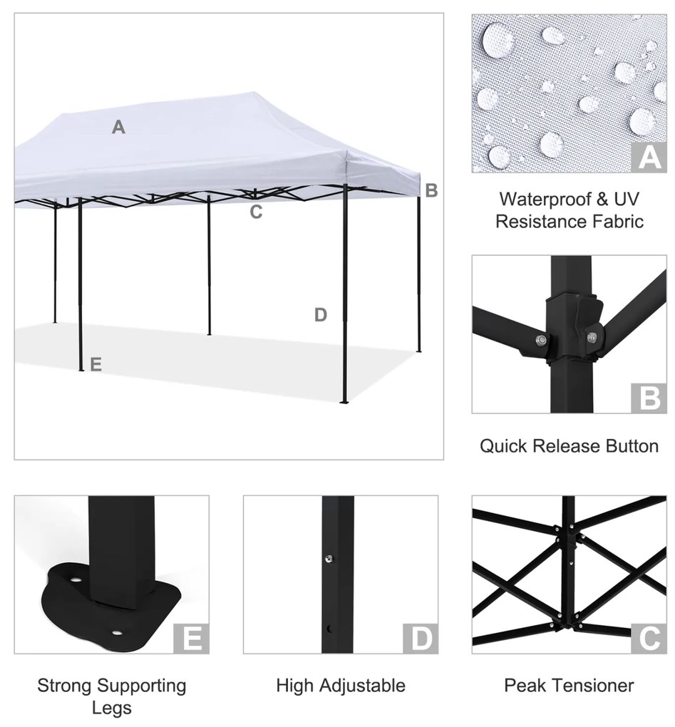 ΚΙΟΣΚΙ/GAZEBO MATTHEW HM6312 ΠΤΥΣΣΟΜΕΝΟ-ΣΚΕΛΕΤΟΣ ΜΕΤΑΛ.ΜΑΥΡΟΣ-ΛΕΥΚΟ ΥΦΑΣΜΑ 3Χ6μ - 0612848 - HM6312