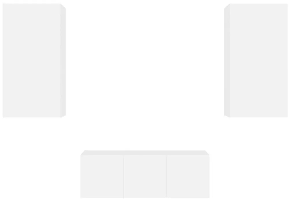 Έπιπλα Τοίχου Τηλεόρασης 4 τεμ LED Λευκά από Επεξεργασμένο Ξύλο - Λευκό