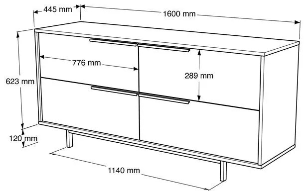 Μπουφές Lebon μελαμίνης φυσικό-μαύρο 160x44.5x74εκ 160x44.5x74 εκ.