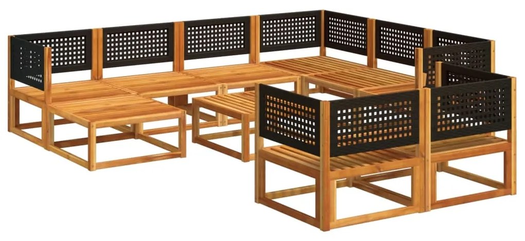 vidaXL Σετ Καναπέδων Κήπου 10 Τεμαχίων με Μαξιλάρια από Ξύλο Ακακίας και Ρατάν