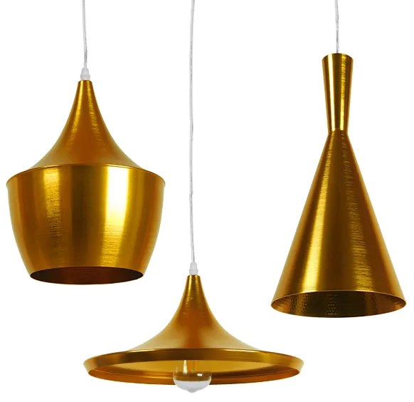 01678 GloboStar® GLOBOSTAR® SHANGHAI 01678 Μοντέρνο Κρεμαστό Φωτιστικό Οροφής με Ντουί 3 x E27 AC 220-240V IP20 - Χρυσό - Μ79 x Π79 x Y38.5cm