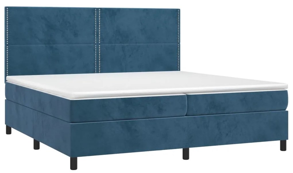 Κρεβάτι Boxspring με Στρώμα Σκούρο Μπλε 200x200 εκ. Βελούδινο - Μπλε