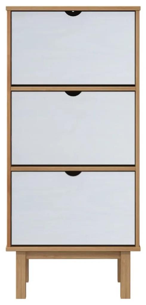 Παπουτσοθήκη OTTA με 3 Συρτάρια Καφέ/Λευκό Μασίφ Ξύλο Πεύκου - Λευκό