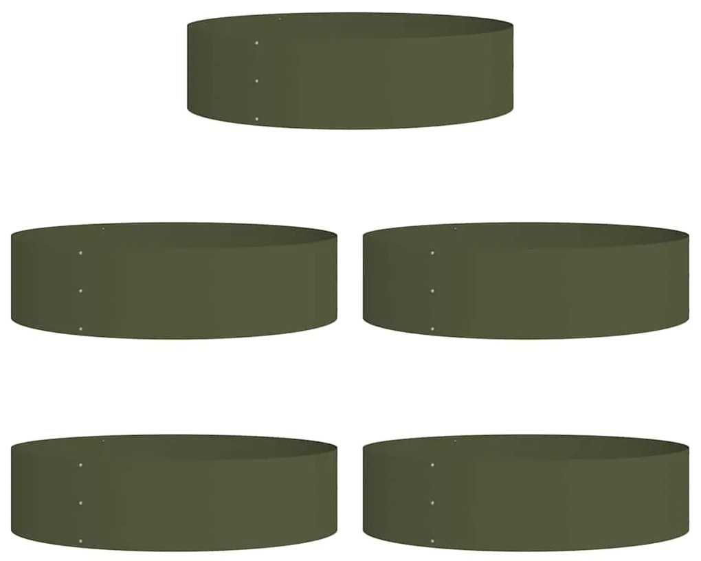 vidaXL Ζαρντινιέρες κήπου 5 pcs Λαδί 80 x 80 x 20 cm Ατσάλι