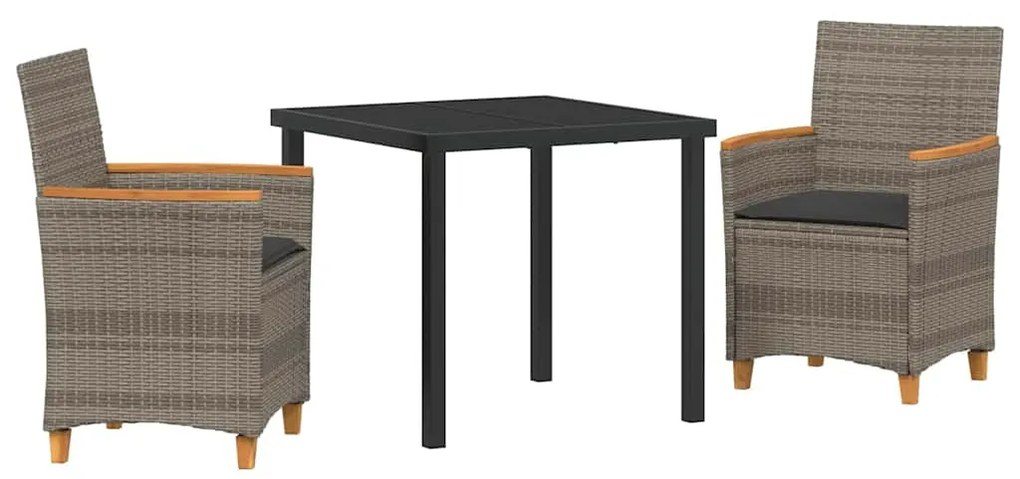 vidaXL Σέτ φαγητού για κήπο 3 pcs Γκρι συνθετικό ρατάν