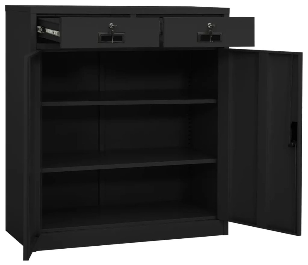 vidaXL Ντουλάπα Γραφείου Ανθρακί 90 x 40 x 102 εκ. Ατσάλινη