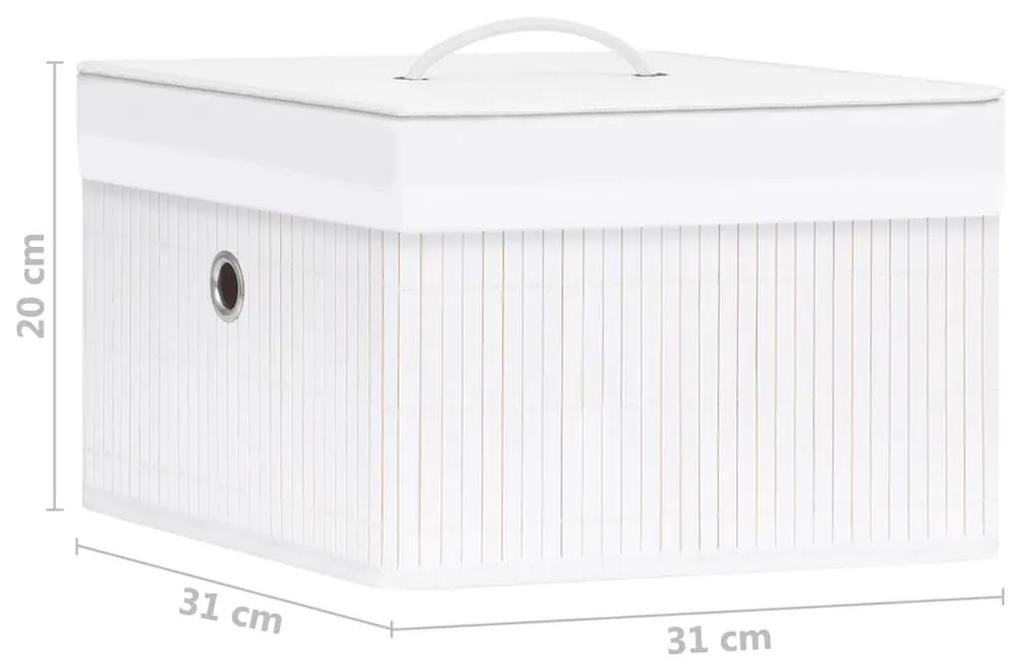Κουτιά Αποθήκευσης 4 τεμ. Λευκά από Μπαμπού - Λευκό