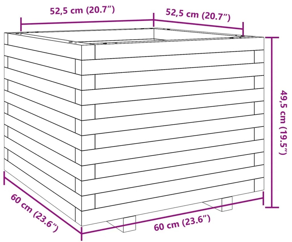 ΖΑΡΝΤΙΝΙΕΡΑ ΚΗΠΟΥ 60X60X49,5 ΕΚ. ΑΠΟ ΕΜΠΟΤΙΣΜΕΝΟ ΞΥΛΟ ΠΕΥΚΟΥ 3282523