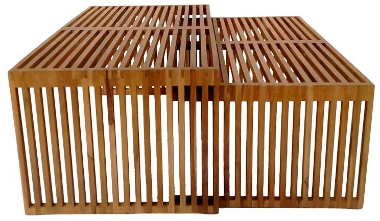 Τραπέζι Tinnie C027 σετ 2τεμ teak ξύλο σε φυσική απόχρωση 110x60x46 εκ.