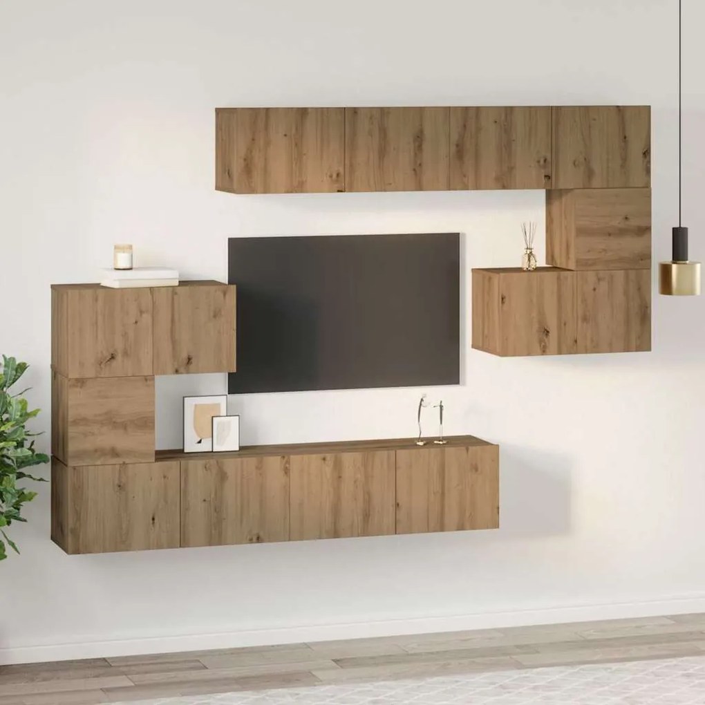 vidaXL Σετ επίπλου τηλεόρασης 8 pcs artisan δρυς 80 x 30 x 30 εκ