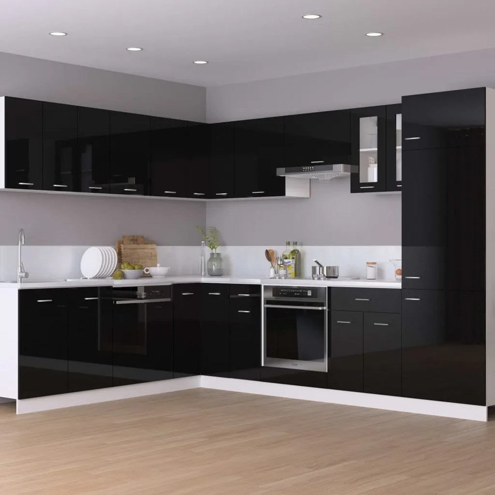 vidaXL Ντουλάπι Κρεμαστό Γυαλιστερό Μαύρο 60x31x40 εκ. Μοριοσανίδα