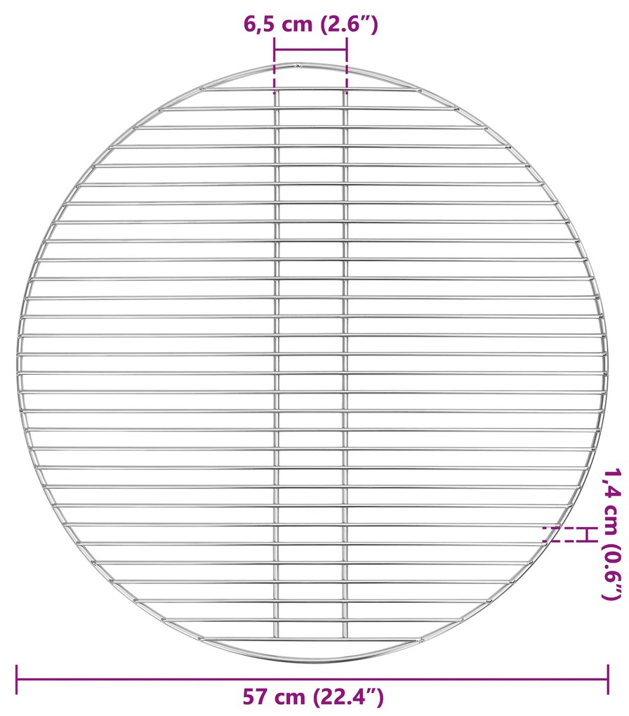 vidaXL BBQ Grill Grate Ασημί Ø57 εκ. Ανοξείδωτο ατσάλι