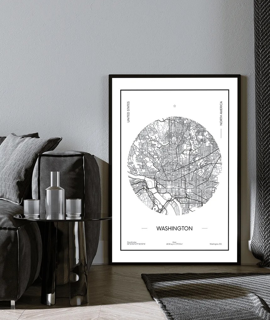 Πόστερ &amp;  Κάδρο Washington City Map PST129 30x40cm Εκτύπωση Πόστερ (χωρίς κάδρο)