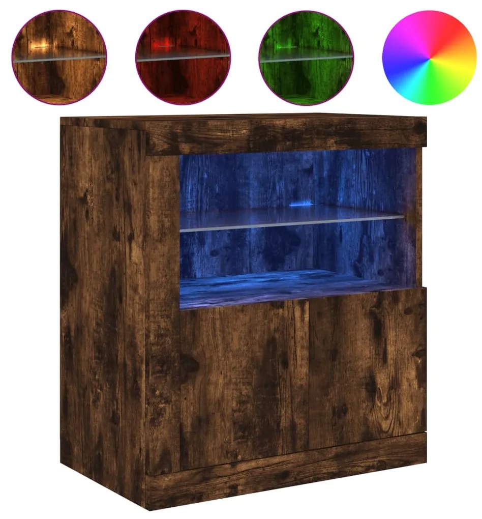 vidaXL Ντουλάπι με LED Καπνιστή Δρυς 60,5 x 37 x 67 εκ.